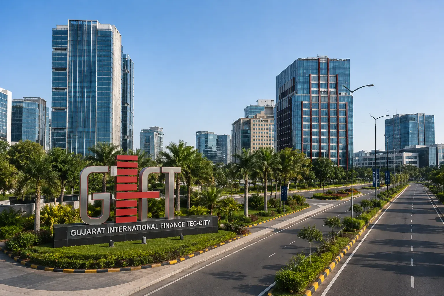 GIFT City Gandhinagar skyline — Gujarat International Finance Tec-City